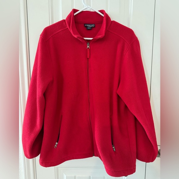 Lands’ End Aircore 200 Red Poly Fleece Full Zip Front Jacket- size LP (14/16) - Picture 7 of 7